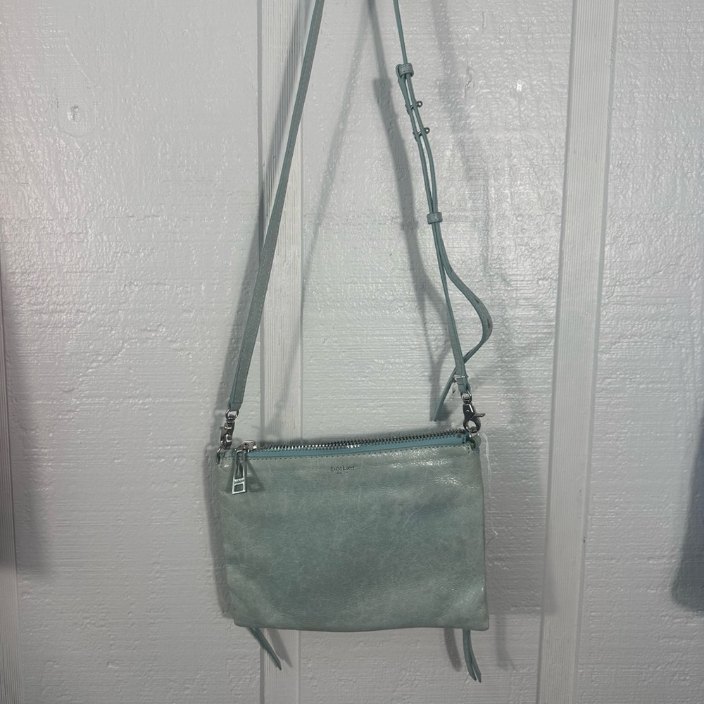 Botkier Trigger Womens Blue Leather Studded Zipper Crossbody Shoulder Bag EUC - Picture 4 of 12